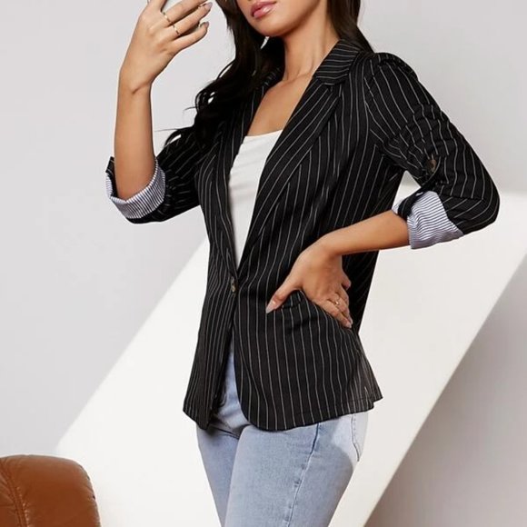 Mulvari Striped Roll Up Sleeve Blazer - Picture 4 of 4